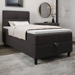 Boxspringbett Melba 120x200 grau Bett im modernen skandinavischen Stil mit gepolstertem Kopfteil Bett mit Staukasten