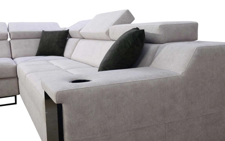 Ecksofa mit Schlaffunktion Alcamo III honig/weiß links Funktions-Ecksofa mit einer Schublade in der Seite zwei Behälter für Bettzeug