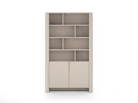 Bücherregal Bari 103 cm beige funktionelles und modernes Design gedeckte Farben Bücherregal mit Türen im minimalistischen Stil