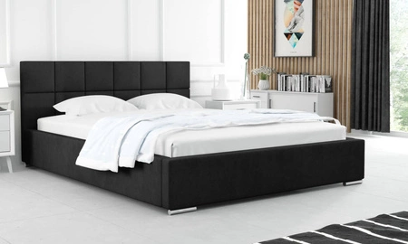 Polsterbett Costa 140x200 schwarz stilvolles Bett mit Bettzeugablage komfortables Kopfteil besticht durch elegantes Design