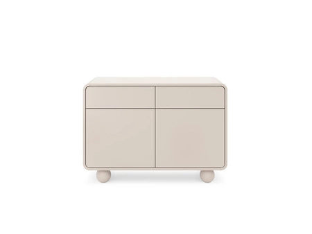 Kommode mit Schubladen Bion 108 cm beige Designer-Kommode mit abgerundeten Formen originelle kugelförmige Beine sind ein Blickfang