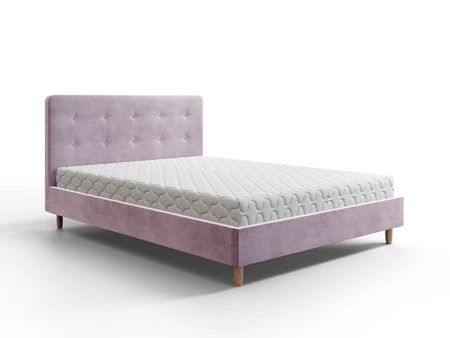 Polsterbett Noiro 180x200 puderrosa mit Container im modernen skandinavischen Stil mit markantem Kopfteil