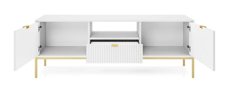 Möbel Set Lovro weiß modernes Design Schrankwand mit Gold Metall Zubehör Möbel für Wohnzimmer oder Wohnzimmer bereichert