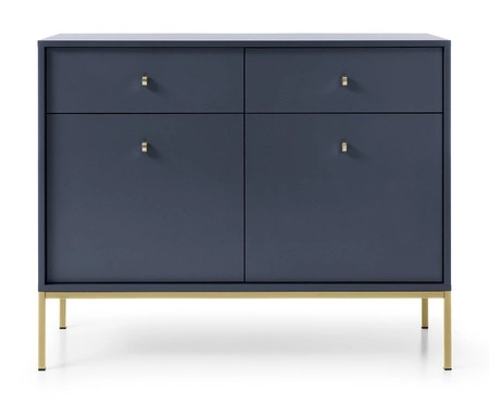 Kommode mit Schubladen Mono 104 cm Dunkelblau Minimalistisches Design stilvoller Griff schlichte Form mit metallischen goldenen Elementen