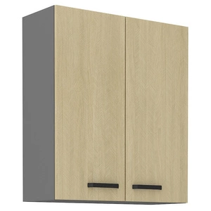 Chevron Küchenwandschrank 80 G-90 2F Front mit dekorativem Fischgrätdekor feuchtigkeits- und beschädigungsbeständiger Schrank