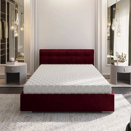 Polsterbett Montigo 180x200 kastanienbraun mit Container im modernen skandinavischen Stil mit gestepptem Kopfteil