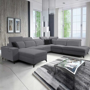 Ecksofa mit Schlaffunktion Kelly Sleek X grau linkes extrem elegantes Ecksofa für Wohnzimmer mit verstellbaren Kopfstützen