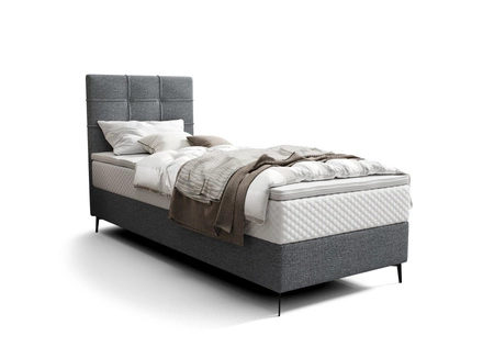 Boxspringbett Irvine 90x200 grau stilvolles Bett mit Bettzeugablage und hohem Kopfteil besticht durch sein elegantes Design