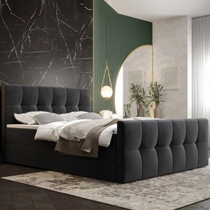 Boxspringbett Manhattan 160x200 graphit Bett im modernen skandinavischen Stil mit gepolstertem Kopf- und Fußteil