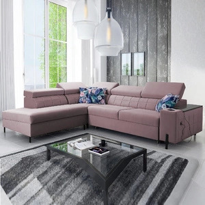 Ecksofa mit Schlaffunktion Belvi III heather left bequemes und elegantes Ecksofa für das Wohnzimmer mit praktischem Stauraum an der Seite