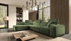 Ecksofa mit Schlaffunktion Viano XI grün linksdrehend modisches und stilvolles Ecksofa mit verstellbaren Kopfstützen Zierkissen