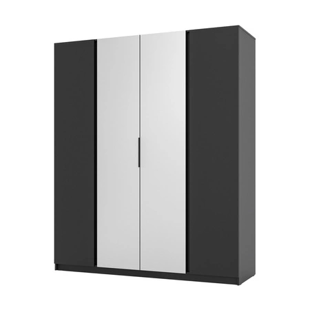 Spiegel Kleiderschrank Kastano VIII 200 cm schwarz stilvolles Design Kleiderschrank für Schlafzimmer oder Zimmer mit Rand Griffe bereichert