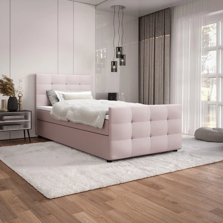 Boxspringbett Kansas 120x200 puderrosa Bett im modernen skandinavischen Stil mit gepolstertem Kopf- und Fußteil