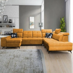 Ecksofa mit Schlaffunktion Buffalo X gelb links funktionelles und bequemes Ecksofa für ein Zimmer mit Bettzeugcontainern