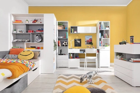 Kommode mit Schubladen Epsilon 85 cm weiß / Beton ideal für das Jugendzimmer funktionell und geräumig