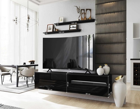 RTV-Wandschrank Neo 172 cm weiß / weiß glänzend mit Einlegeböden stilvoller Design-TV-Schrank mit Hochglanzfronten