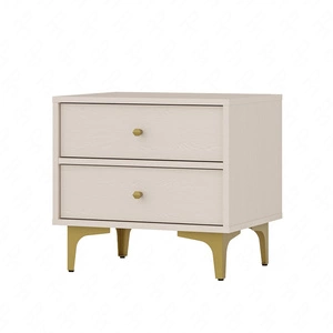 Nachttisch Kioto I beige mit Schubladen ideal Schlafzimmer Schrank subtilen Griffe Metall Beine