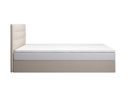 Boxspringbett Kingston 120x200 beige Bett im modernen skandinavischen Stil mit gepolstertem Kopfteil mit Kristallen Bett mit Staukasten