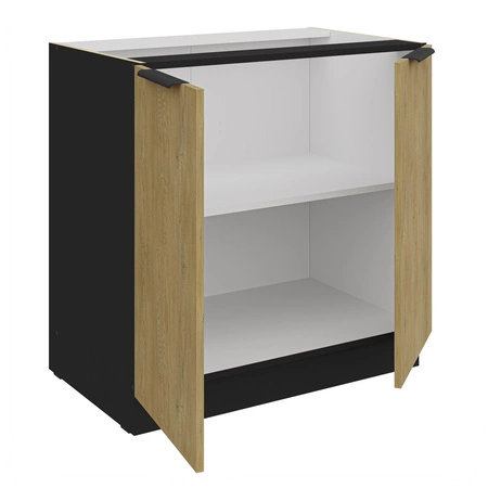 Küchenschrank Crotone 80 D 2F BB Stehküchenschrank mit Regal Feuchtigkeitsresistente und beschädigungssichere Metallkantengriffe