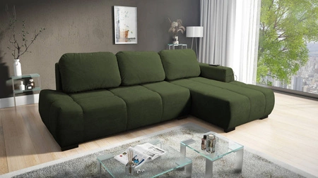 Ecksofa mit Schlaffunktion Sanfte Olive rechts stilvolles Design Ecksofa-Bett zeichnet sich durch seine abgerundete Form aus