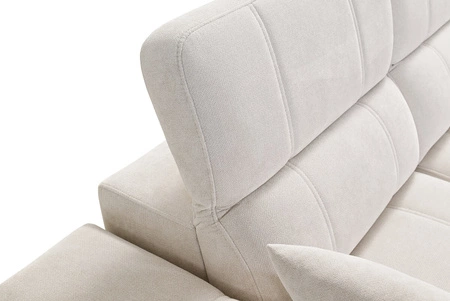 Ecksofa mit Schlaffunktion Penejos grau Esche links elegantes Ecksofa mit Bettzeugablage bequem verstellbare Kopfstützen