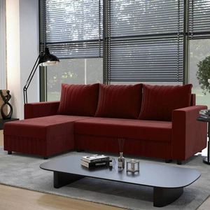 Ecksofa mit Schlaffunktion Pasco burgunderrot linkes klassisches Ecksofa, das sich in jedes Dekor einfügt Ziernähte