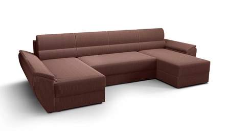 Ecksofa mit Schlaffunktion Fogu U III Indisch rosa stilvolles Ecksofa mit Armlehnen und Bettzeugablage Cordstoff