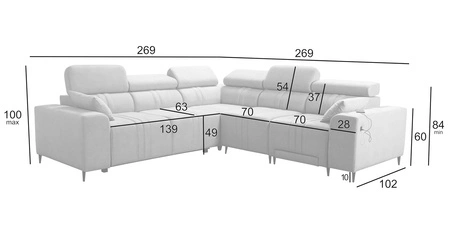 Ecksofa mit Schlaffunktion Castel III Lux rosa rechte Ecke äußerst bequemes Ecksofa für das Wohnzimmer mit ausziehbarer Fußstütze