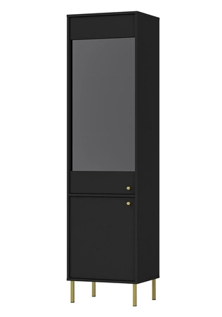 Kioto II Wohnzimmer Möbel Set schwarz Graphit stilvolles Design elegante Möbel mit goldenen hohen Beinen bereichert