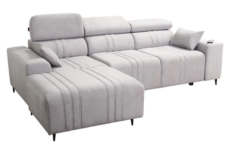 Ecksofa mit Schlaffunktion Castel graphit linke Ecke komfortables und stilvolles Schlafsofa mit Bettzeugcontainer