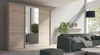 Verspiegelter Schiebeschrank Grande 277 cm Eiche sonoma light modernes Design ABS-Finish und Aluminium-Türführungen