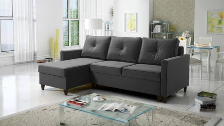 Ecksofa mit Schlaffunktion Terni graphit links Praktisches und funktionelles Ecksofa mit geräumigen Behältern für Bettzeug
