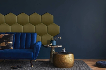 Gepolstertes Paneel Hexagon 40x35 cm oliv stilvoll Wandpaneel Veloursstoff modische Dekoration jedes Interieur