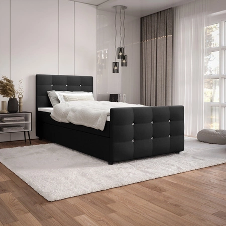 Boxspringbett Kansas 100x200 schwarzes Bett im modernen skandinavischen Stil mit gepolstertem Kopf- und Fußteil