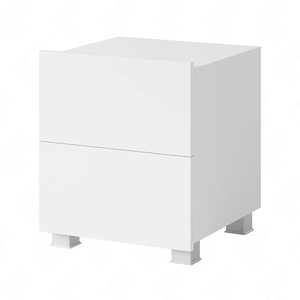 Nachttisch mit Schubladen Apulia weißer Glanz mit Möglichkeit des Aufhängens minimalistisches Design einfache Form idealer Nachttisch