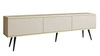 TV-Schrank Luxury 175 cm beige eleganter Design-Korpus mit goldener Zierleiste Schrank auf schwarzen Metallbeinen