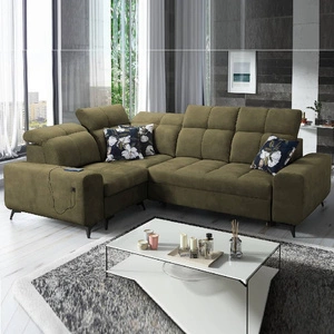 Buffalo II Schlafsofa oliv links funktionelles und stilvolles Eckschlafsofa mit verstellbaren Kopfstützen