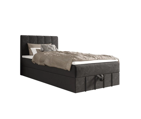 Boxspringbett Casey 90x200 grau Bett im modernen skandinavischen Stil mit gepolstertem Kopfteil Bett mit Staukasten