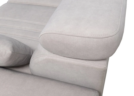 Ecksofa mit Schlaffunktion Castel XII hellbraun linke Seite stilvolles und bequemes Ecksofa für Wohnzimmer funktionelle verstellbare Kopfstützen