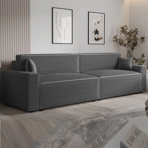 Klappsofa Brandon XL Bis grau modernes Design dreidimensionalen Stoff mit ausdrucksvollen Streifen Bettzeugbehälter