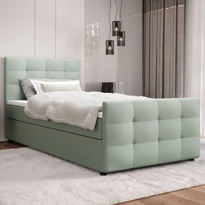 Boxspringbett Kansas 90x200 mintgrün Bett im modernen skandinavischen Stil mit gepolstertem Kopf- und Fußteil