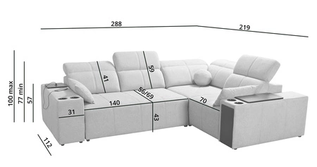 Ecksofa mit Schlaffunktion Tesalia II braun rechts bequemes Ecksofa für Wohnzimmer mit verschiebbarer Rückenlehne Bettzeugcontainer