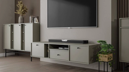 Hängeschrank RTV Kioto IV 180 cm Eukalyptus eleganter Schrank in gedeckten Farben dezente schwarze Griffe