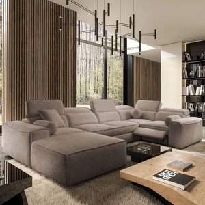 Ecksofa mit Schlaffunktion Viano IV Lux hellbraun links Design-Ecksofa mit ausziehbarem Fußteil großer Bettzeugbehälter