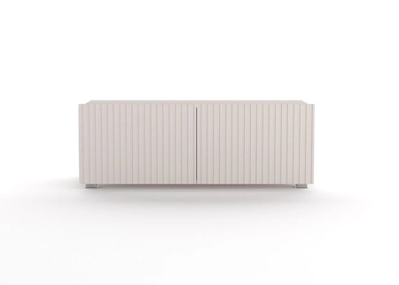 RTV Schrank Colder 100 cm beige mit der Möglichkeit der Aussetzung stilvolle geriffelte Front elegante Form der Möbel in einem modernen Stil