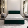 Mona Polsterbett 160x200 flaschengrün mit Container im modernen skandinavischen Stil mit gestepptem Kopfteil mit Kristallen