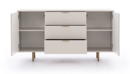 Schubladenkommode Sula 150 cm schwarz elegante und funktionelle Kommode mit dekorativen geriffelten Fronten und Metallgriffen