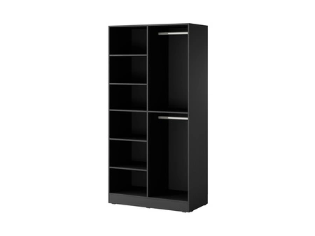 Kleiderschrank Sandbox 101 cm schwarz / Eiche wotan eleganter und funktioneller Kleiderschrank mit geriffelten Fronten ein Möbelstück aus der modularen Schrankkollektion