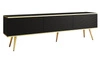 TV-Schrank Luxury 175 cm schwarz elegantes Design stilvolle geriffelte Front Korpus mit goldenen Zierleisten goldenen Metallbeinen gekrönt