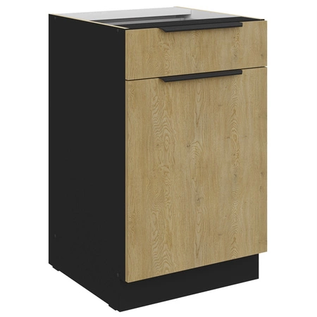 Küchenschrank mit Schublade und Regal Crotone 50 D 1F 1S BB Metallkantengriffe feuchtigkeits- und beschädigungsbeständiger Schrank